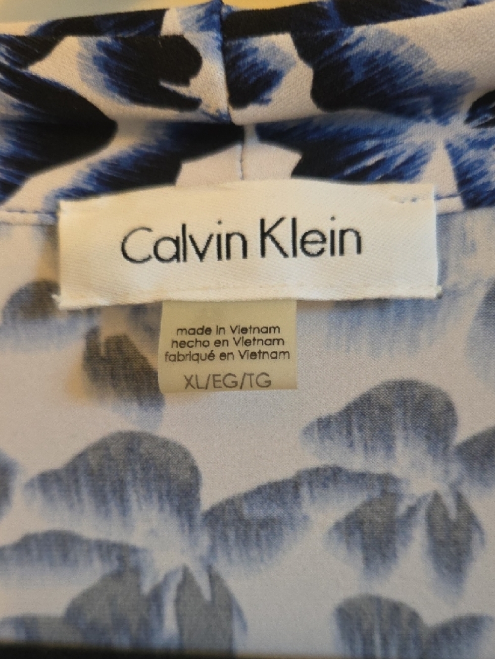 Calvin Klein Blue and White Floral Sleeveless Printed Camisole - Picture 5 of 7